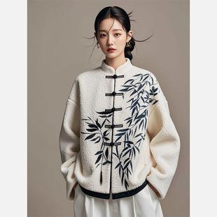 秋冬新款 国风白色毛绒外套 超好看高级感禅意复古独特新中式