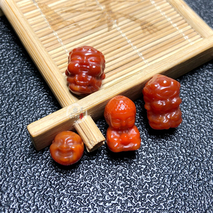 南红玛瑙宝宝佛黄财神笑佛雕刻珠diy文玩手串配件手链配饰