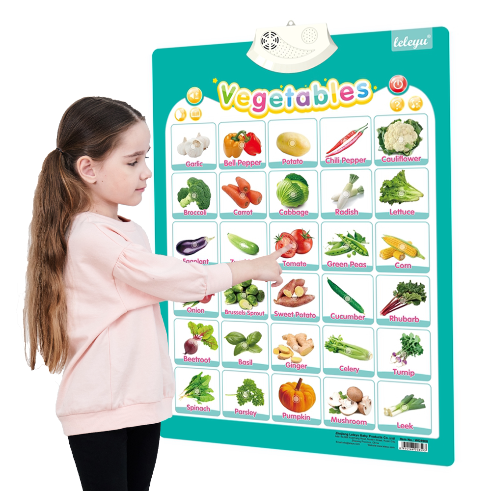 外贸热销出口英文蔬菜名称有声挂图益智玩具趣味考试儿童学习音乐