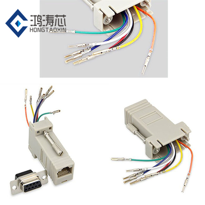 网线接头转换器 RJ45转串口9针 网口水晶头母转DB9 网口头转RS232