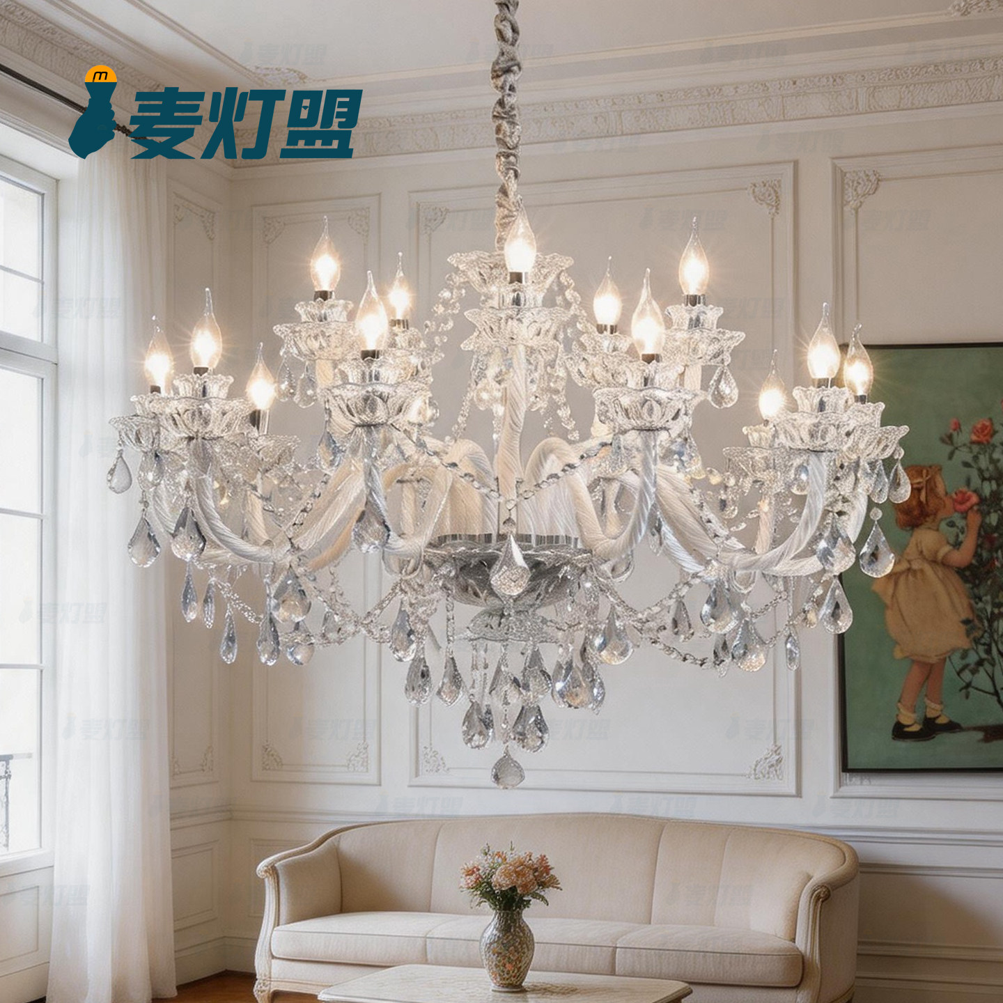 包安装 法式轻奢水晶吊灯复古奶油风客厅主灯餐厅灯大气别墅灯具图片