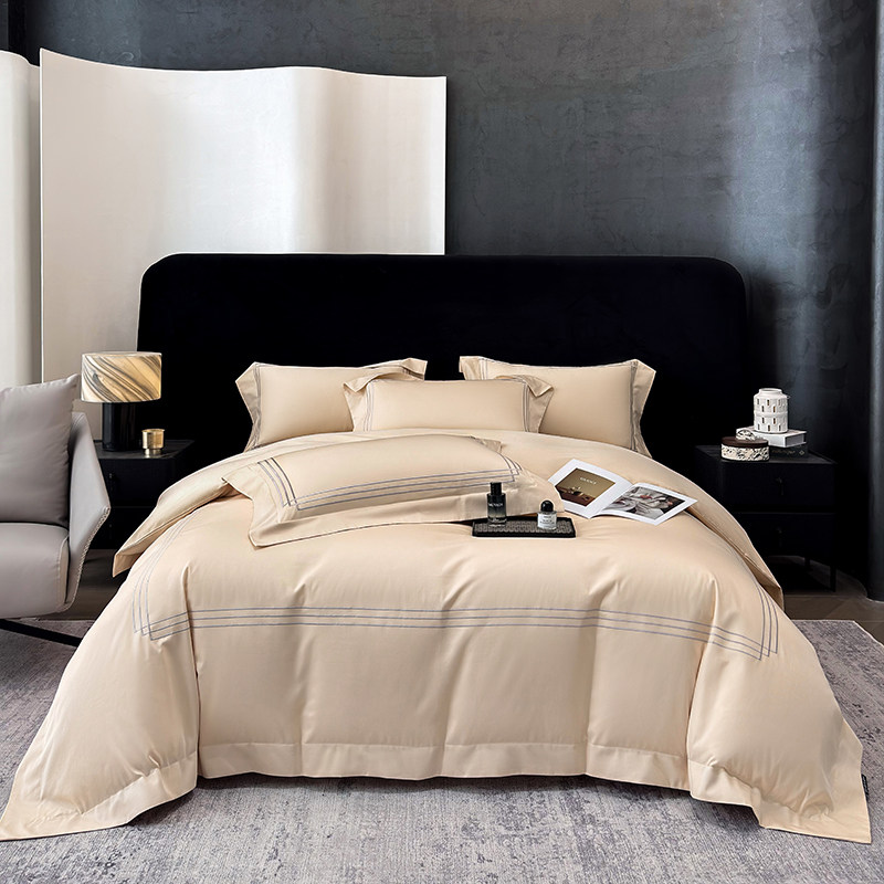 纯色简约轻奢贡缎全棉四件套纯棉长绒棉亲肤舒适床单床笠床上用品,床上用品,床品套件/四件套/多件套,淘宝优惠券,粉丝福利购,淘宝优惠卷