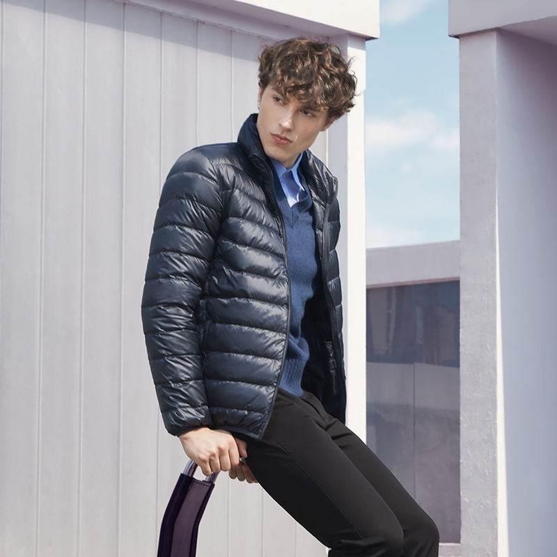 文华羽绒2025新款男装轻薄羽绒服短款韩版立领修身保暖外套潮