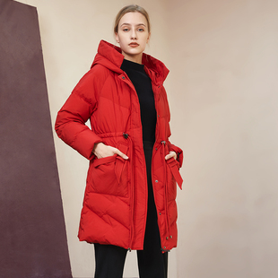 文华羽绒中长款羽绒服女冬季2025新款时尚韩版修身保暖外套防寒