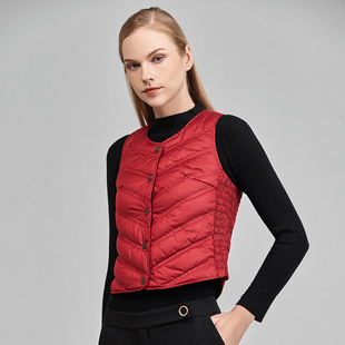 文华羽绒2025新款羽绒马甲女短款妈妈保暖背心轻薄内穿修身坎肩