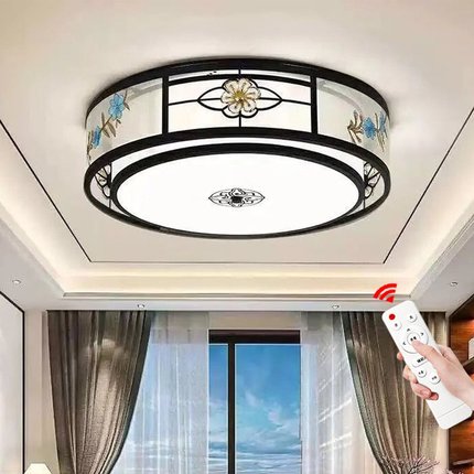 中国风led吸顶灯新中式卧室灯圆形简约现代家用遥控房间灯餐厅灯