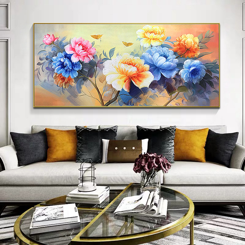 新款印花正品DMC十字绣客厅卧室油画花卉 蝶舞花开富贵 牡丹花开