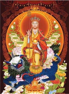 印花正品DMC十字绣纯棉线绣中式客厅佛堂玄关唐卡人物地藏王菩萨