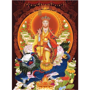 印花正品 客厅佛堂玄关唐卡人物地藏王菩萨 DMC十字绣纯棉线绣中式
