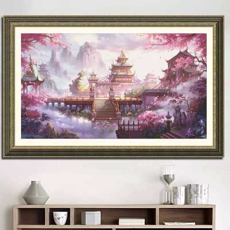 新款印花正品DMC十字绣客厅卧室唯美风景画仙境天宫岁月