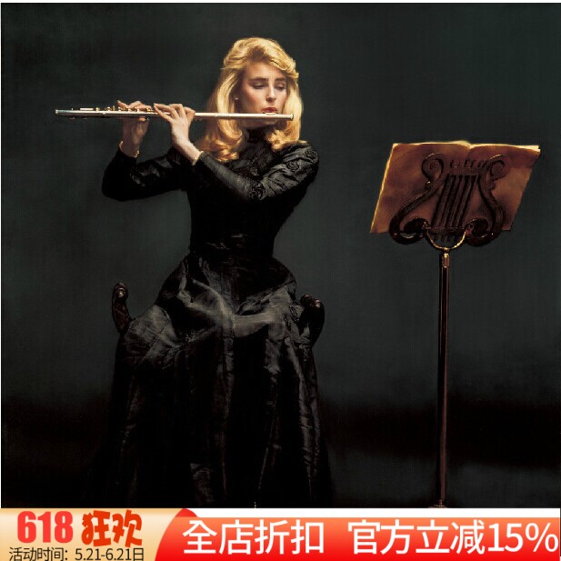 精准印花新款DMC绣线十字绣 陈逸飞油画 音乐 长笛手演奏家