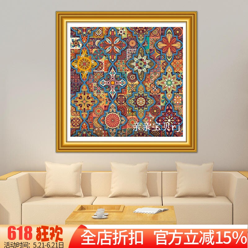 新款印花正品DMC十字绣套件客厅餐厅玄关走廊装饰画吉祥如意花纹