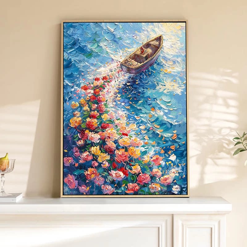 新款正品DMC十字绣纯棉线客厅卧室餐厅玄关北欧花卉大海帆船花开