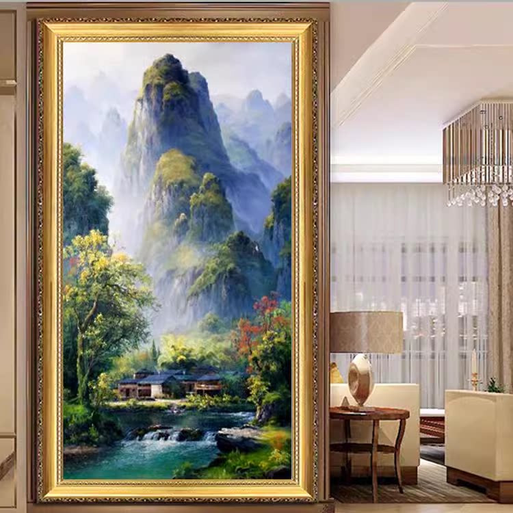 新款正品法国DMC十字绣手工线绣客厅玄关过道竖版风景画桂林山水
