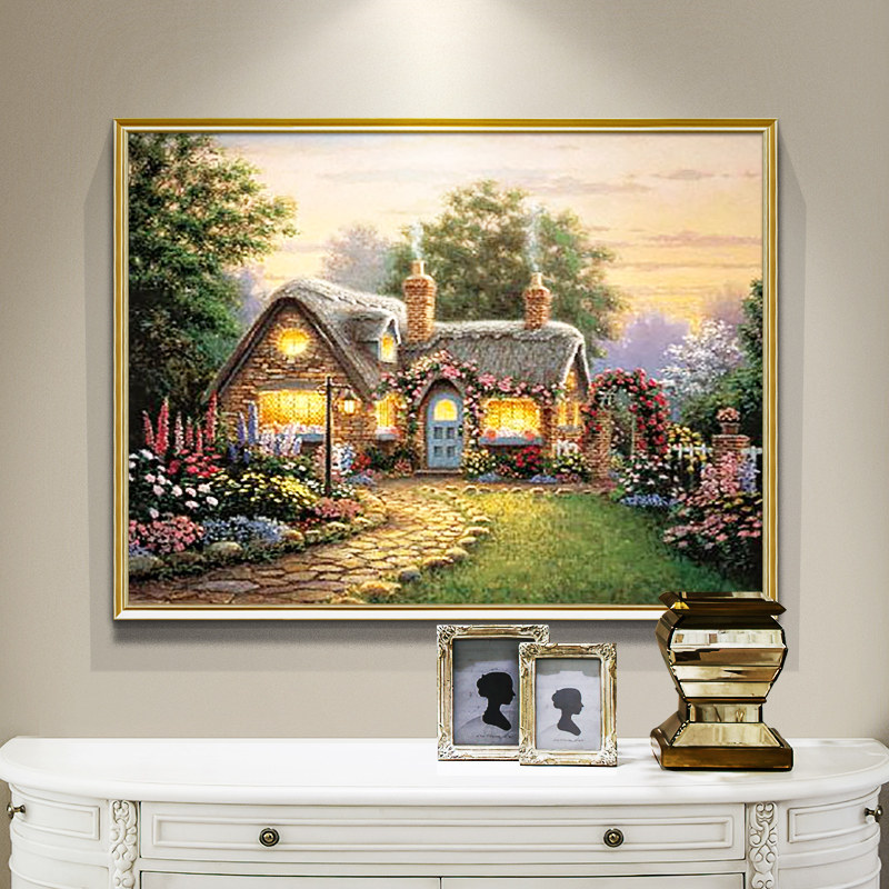 新款精准印花DMC十字绣正品 世界名画 托马斯油画 花园小屋2