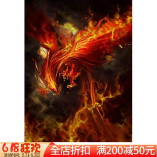 精准印花新款DMC绣线十字绣 客厅玄关 凤凰涅槃 浴火重生 火凤凰