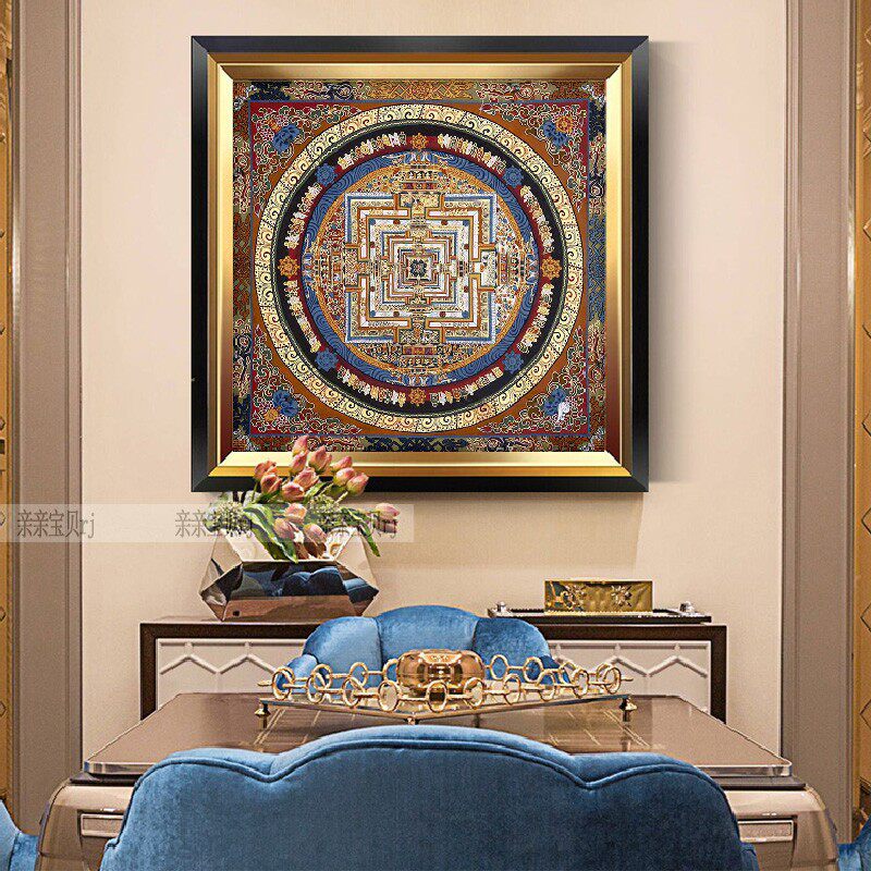 印花正品DMC十字绣纯棉客厅招财风水佛堂玄关 唐卡咒轮曼陀罗坛城