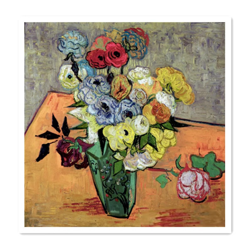 新款正品DMC十字绣客厅卧室餐厅欧式油画 梵高名画 玫瑰与银莲花