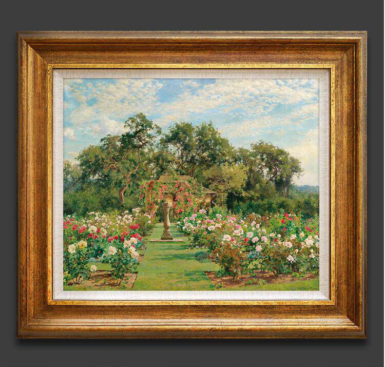 新款精准印花正品dmc十字绣客厅卧室油画风景欧式美式玫瑰花园 搜又搜