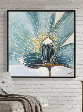 新款印花DMC十字绣客厅卧室餐厅玄关简约画蓝色优雅花卉空谷幽兰