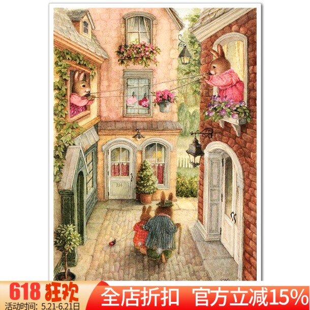 精准印花DMC十字绣正品 卡通油画 温馨卧室 可爱兔子 彼得兔3