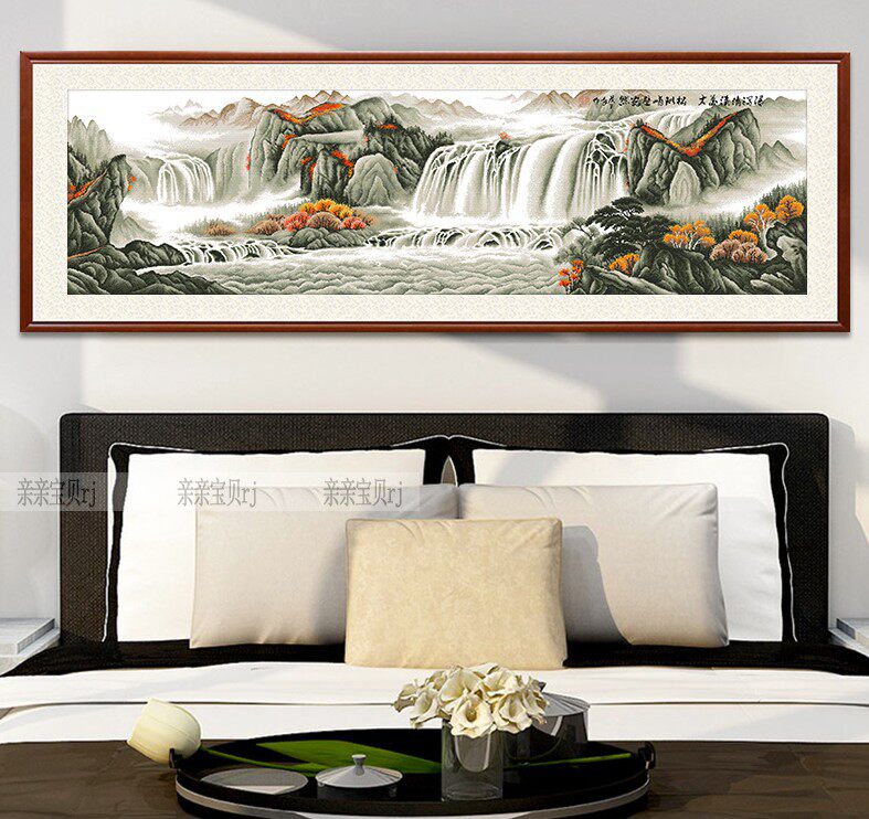 新款印花正品DMC十字绣客厅办公室书房新中式风景山水画壮丽山河