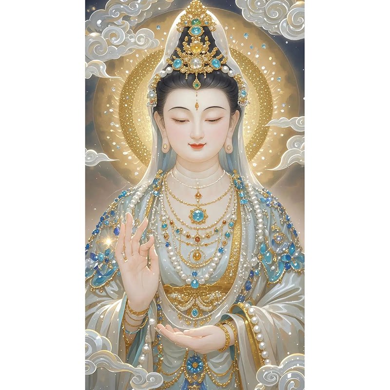 新款正品DMC十字绣手工纯棉线绣满绣客厅书房佛像结缘观音菩萨