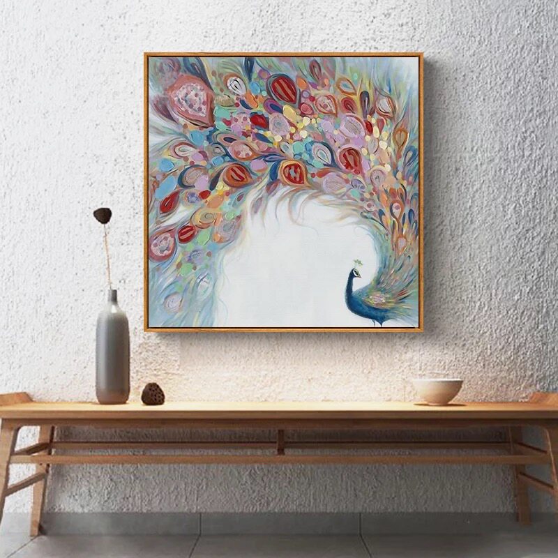 印花餐厅挂画欧式风孔雀十字绣