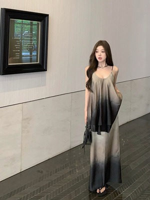 【赠运费险】复古水墨画套装裙女