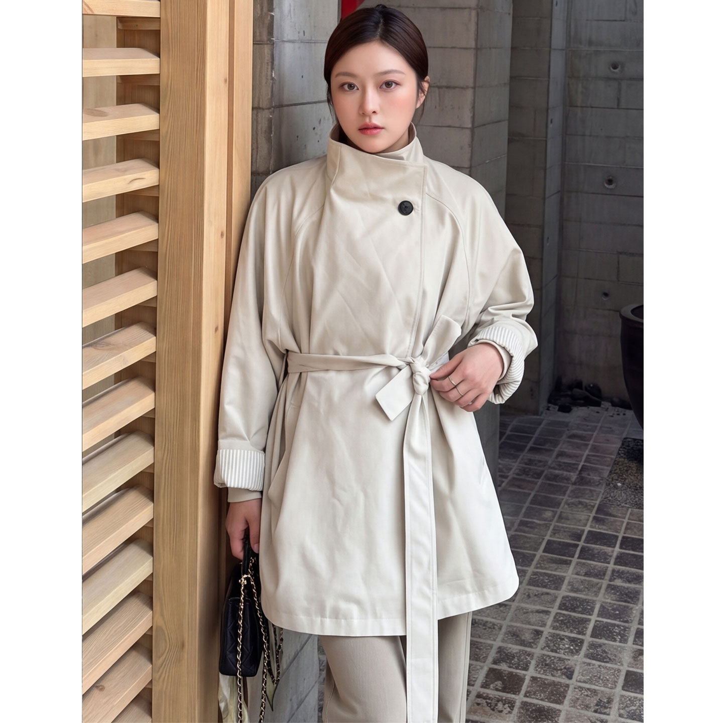 【送运费险】立领廓形风衣外套女