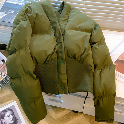 【送运费险】韩系绿色短款棉服女