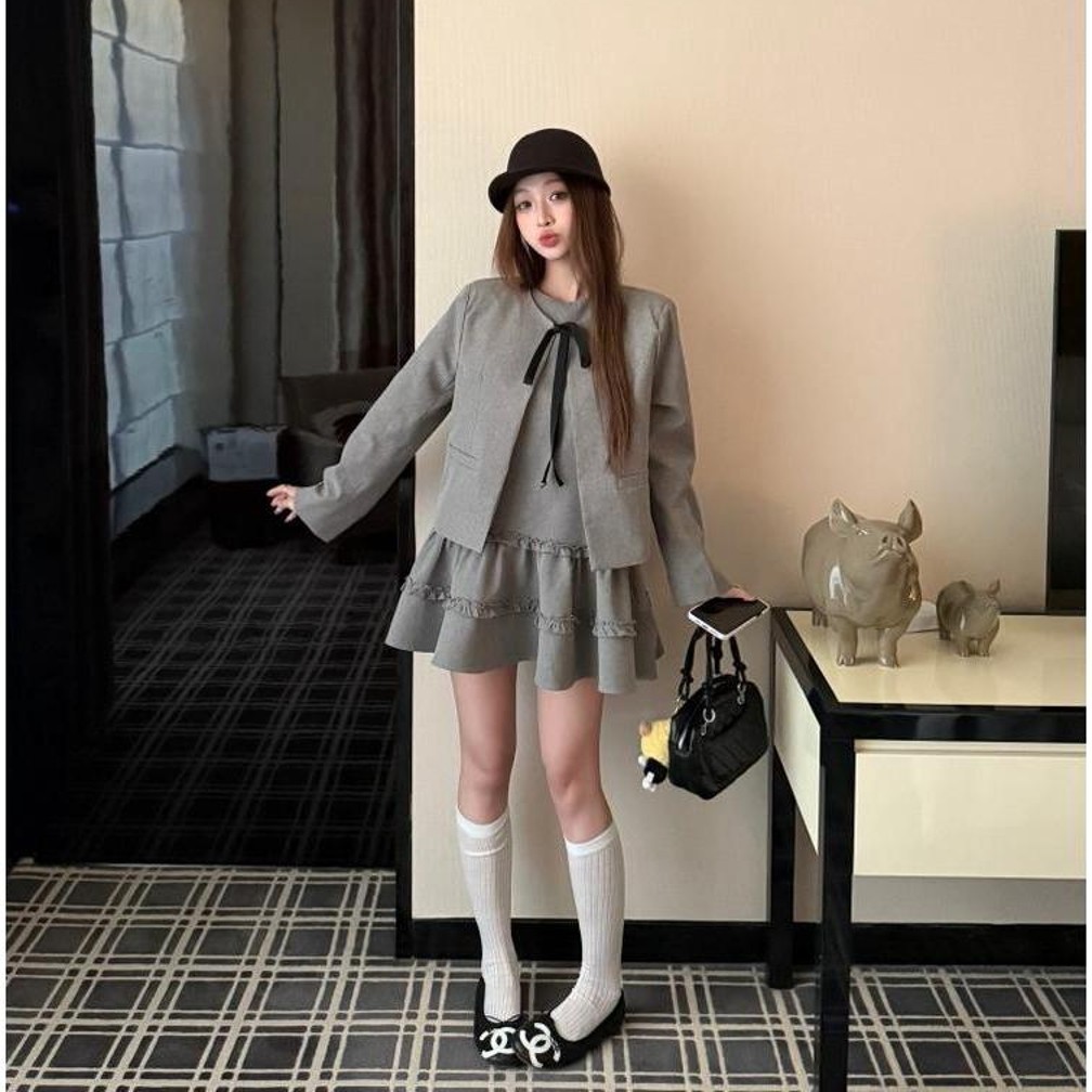 【送运费险】西装外套背心连衣裙