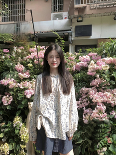 法式复古防晒碎花衬衫女套装春季新款休闲宽松短裤慵懒风两件套女
