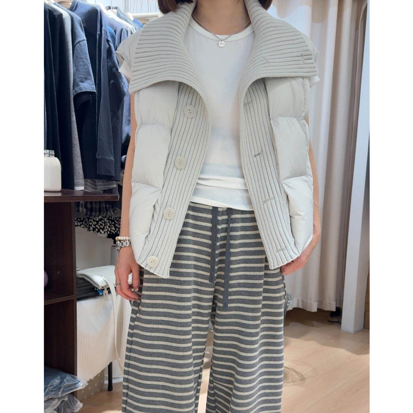 【送运费险】米灰色背心马甲棉服