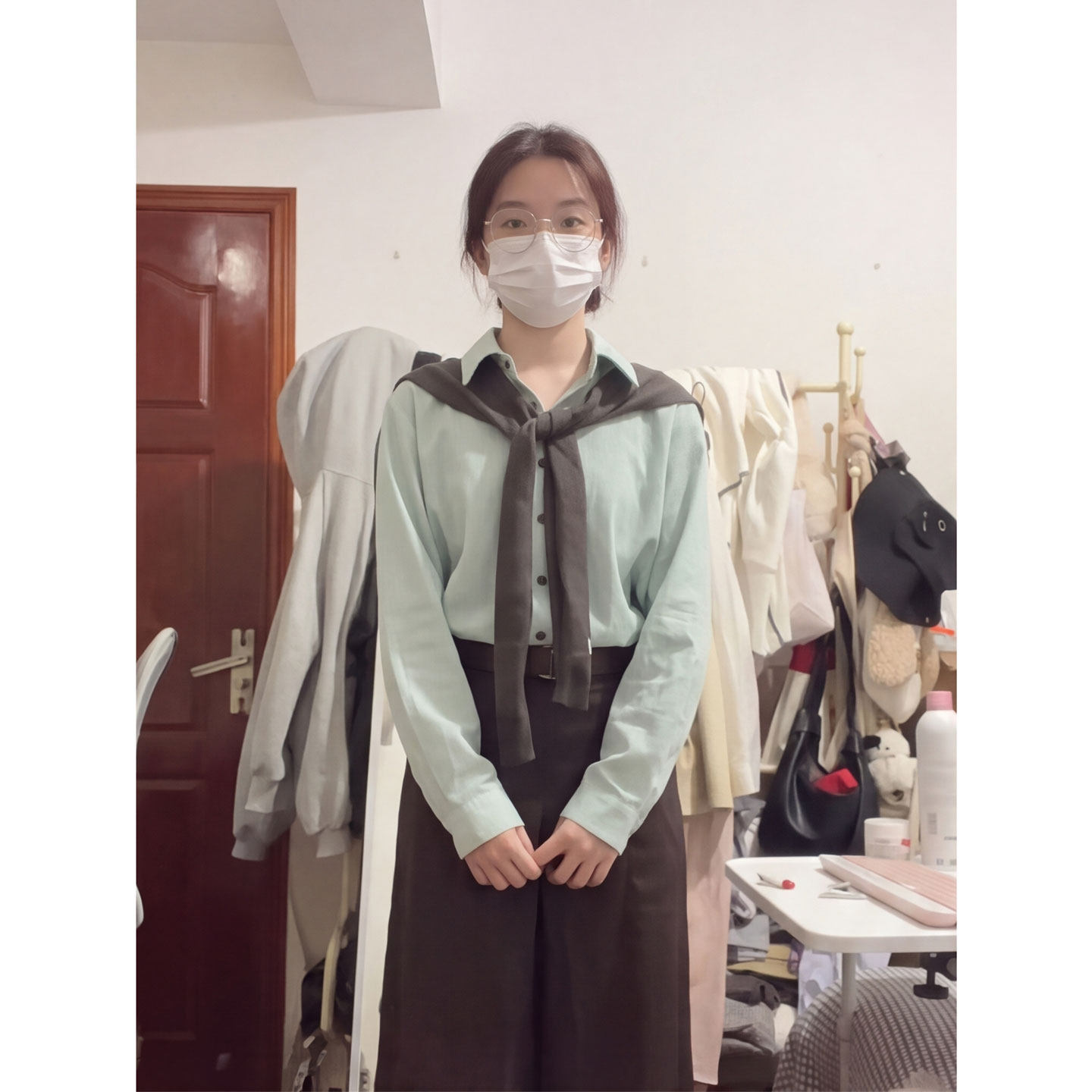 【送运费险】学院风衬衫披肩套装