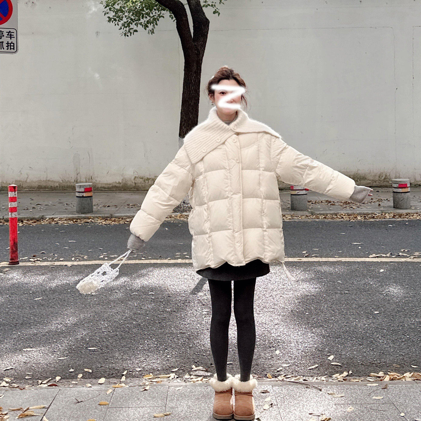 【送运费险】白色披肩泡芙棉服