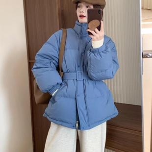 韩版时尚棉服外套女冬季新款保暖收腰显瘦休闲立领面包服棉衣女潮