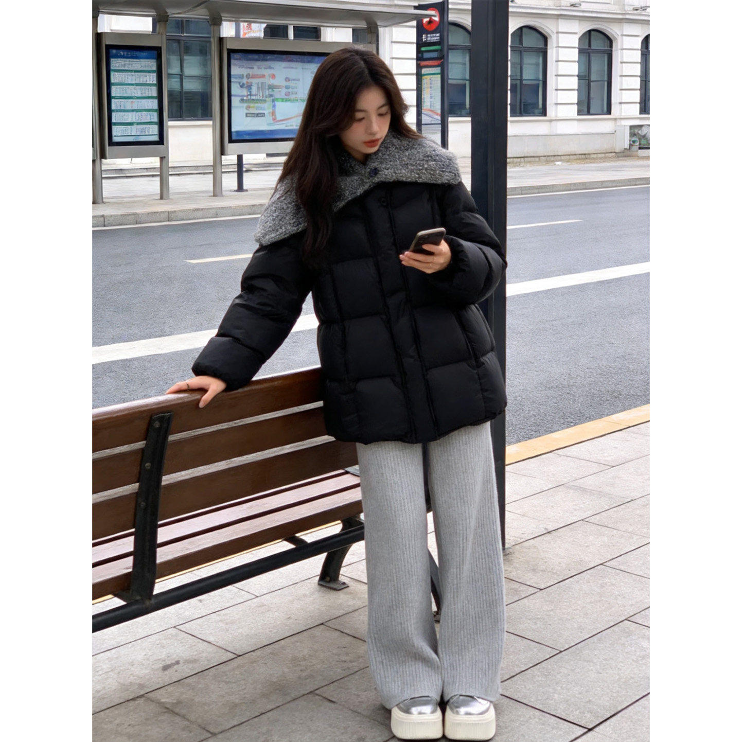 【送运费险】黑色高级感宽松棉服