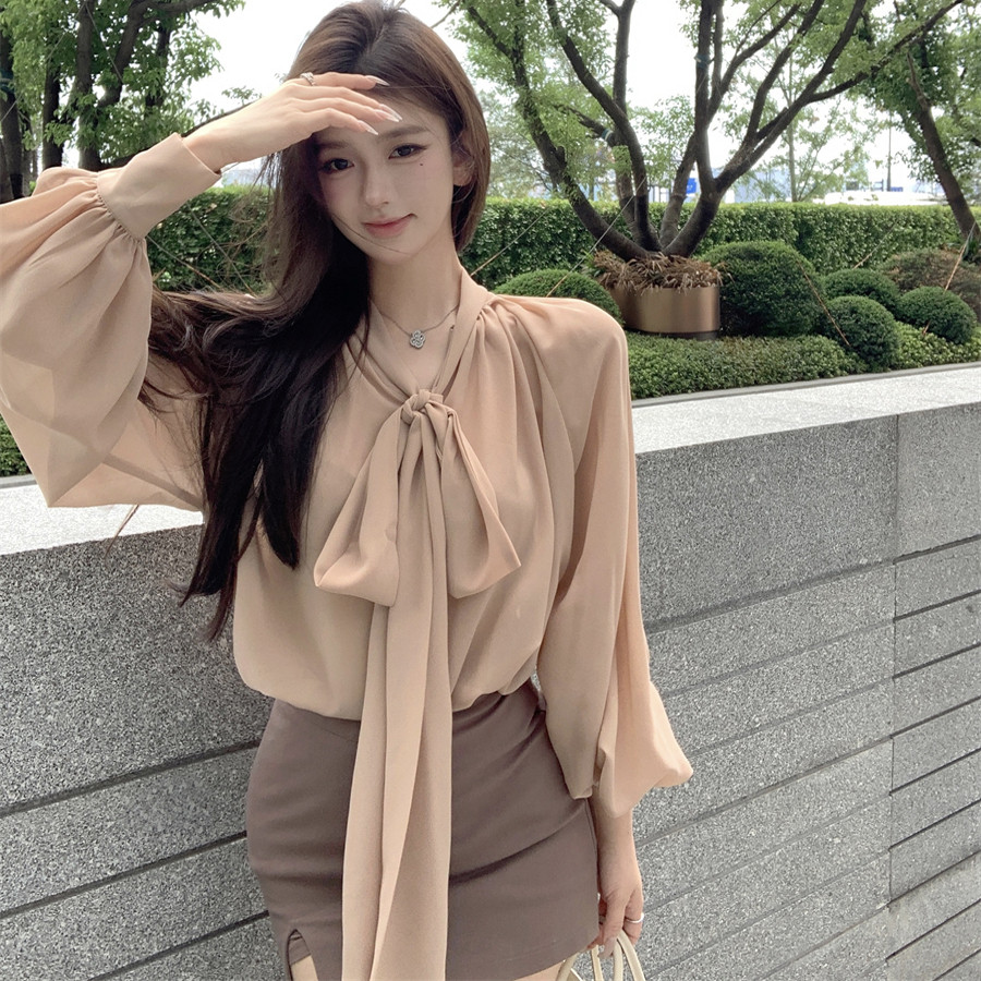 【送运费险】灯笼袖衬衫包臀裙