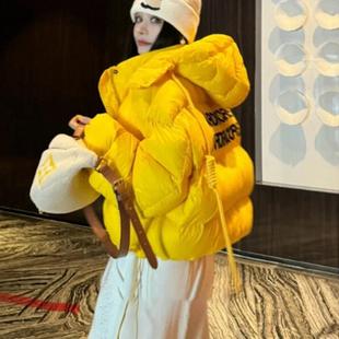 韩版小个子短款连帽棉服女冬季新款黄色宽松保暖加厚面包服外套女