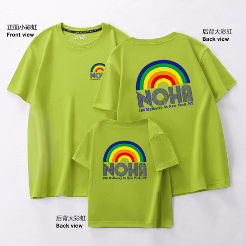 彩虹纯棉短袖t恤四口服潮亲子装
