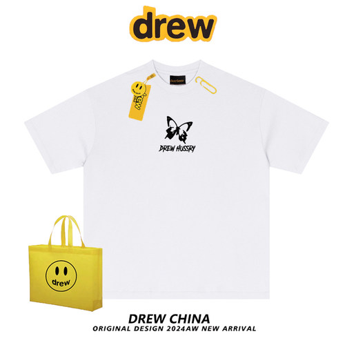 drew美式复古蝴蝶字母印花短袖