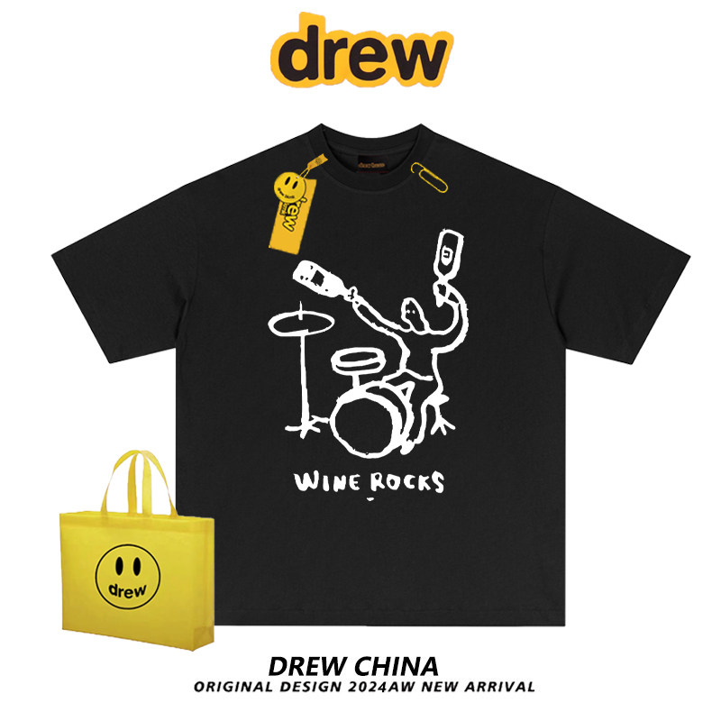 drew宋佳同款素描摇滚设计感短袖