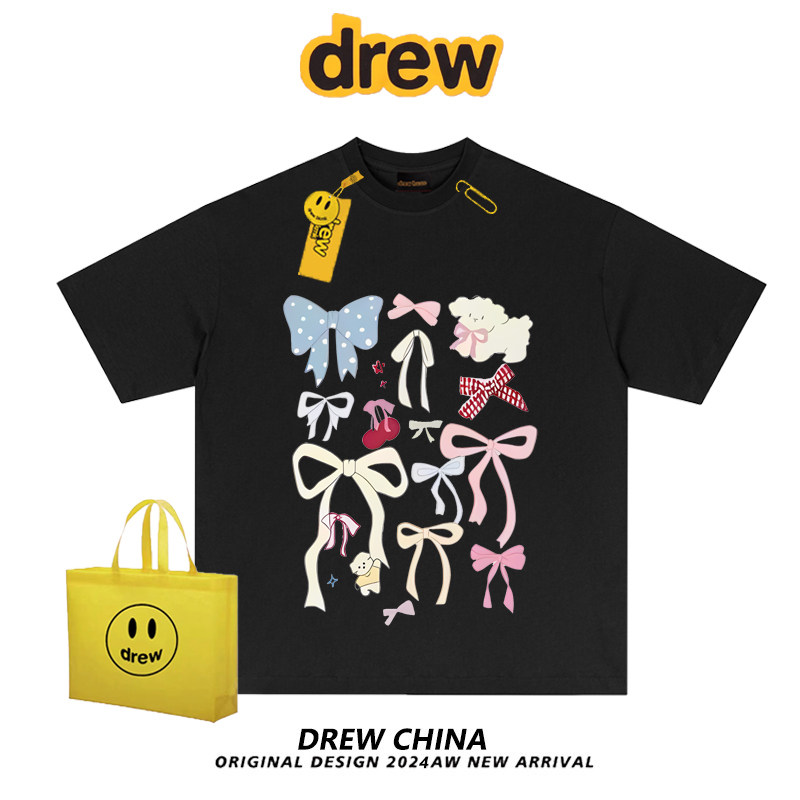drew美式潮牌蝴蝶结卡通印花短袖