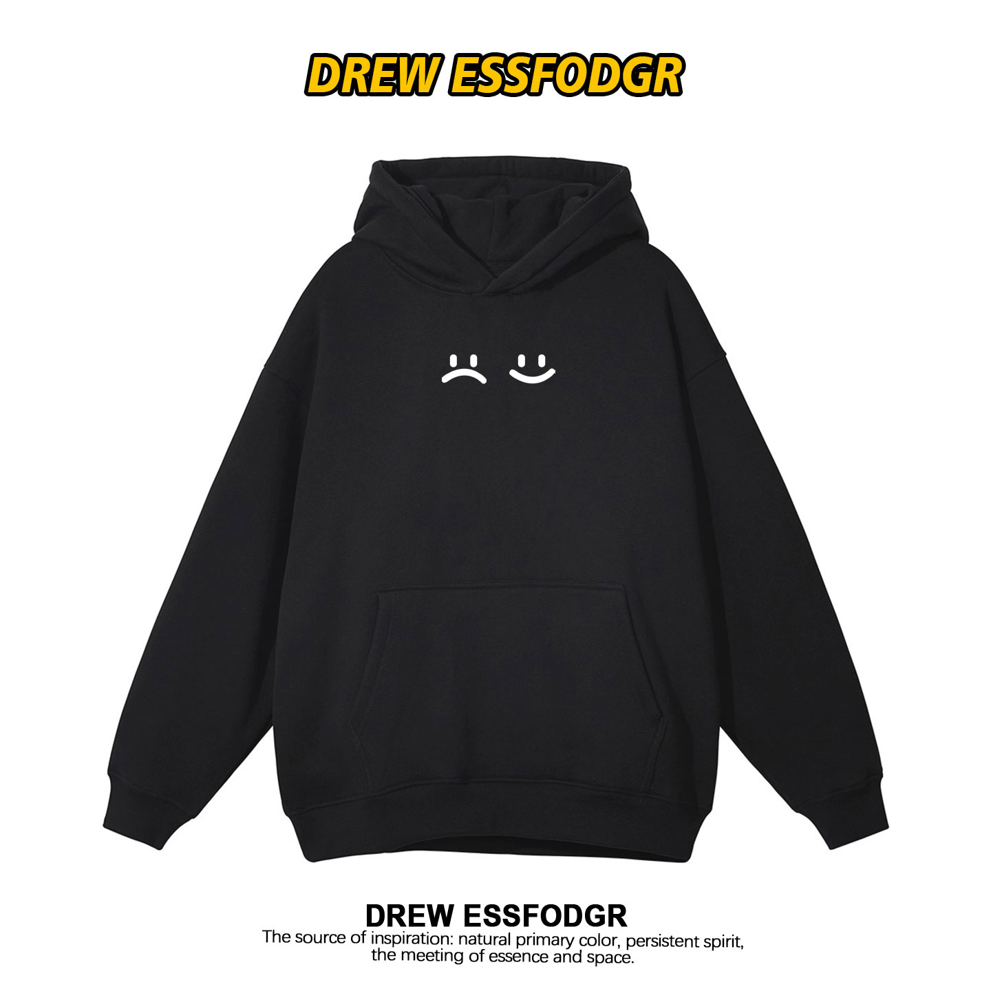 drew美式简约笑脸连帽卫衣上衣