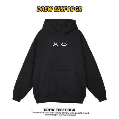 drew美式简约笑脸连帽卫衣上衣