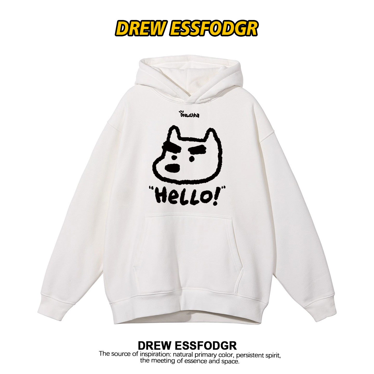 Drew美式潮牌狗狗卡通连帽卫衣
