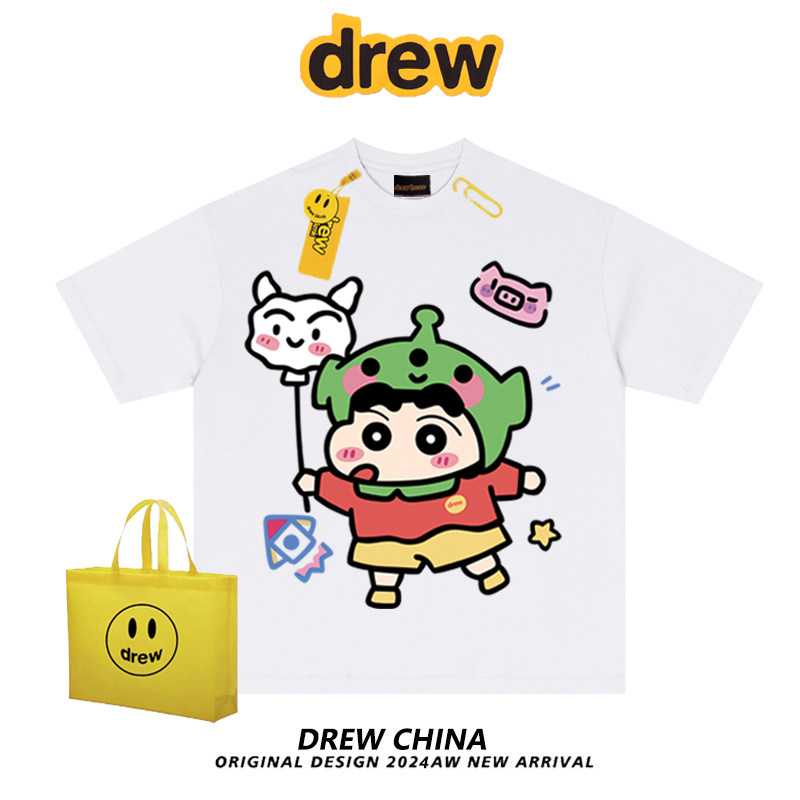 drew美式潮牌蜡笔小新卡通短袖