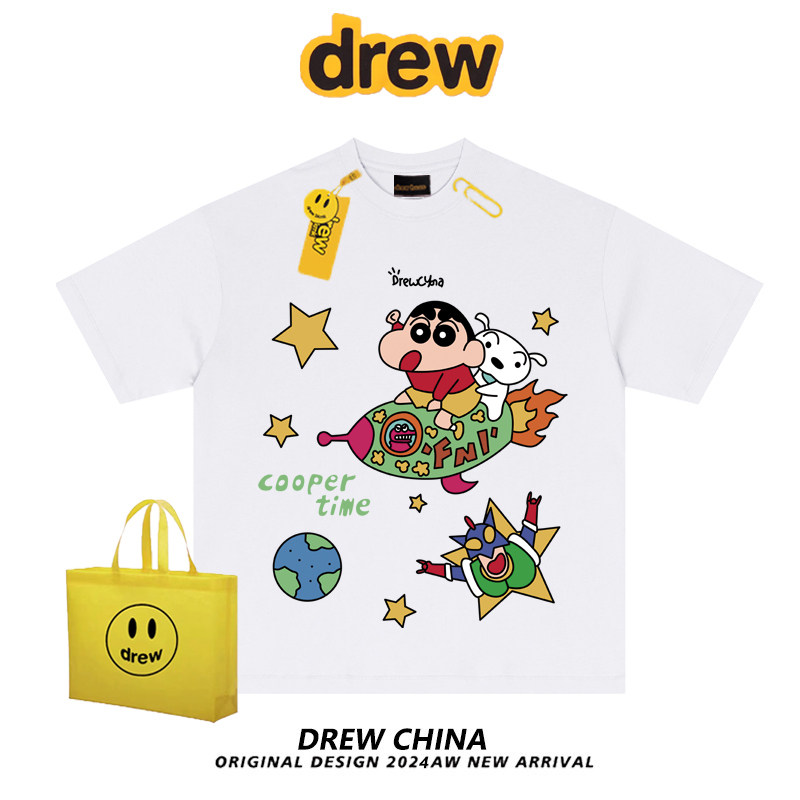 官网drew蜡笔小新卡通印花短袖