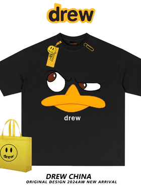 drew美式潮牌趣味鸭子印花短袖t恤男女夏季学生宽松休闲情侣上衣